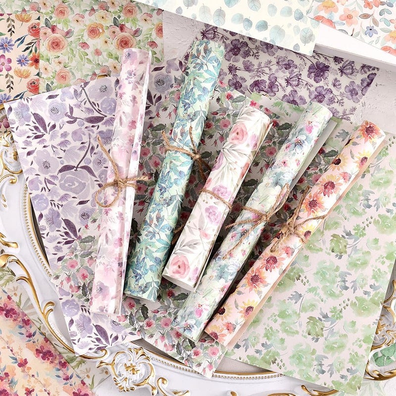 icceemee 160 Sheets of Pink Flower Scrapbook Paper, journaling Scrapbook Supplies Craft Collage Paper Set, Junk Journal Bullet Journal Poster Room Decor for Card Making Decorative Gifts - Image 2